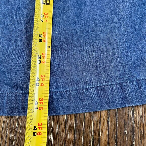 Go Softly Denim Embroidered Floral Zip Front Midi Patio Dress – Size M - Picture 8 of 12